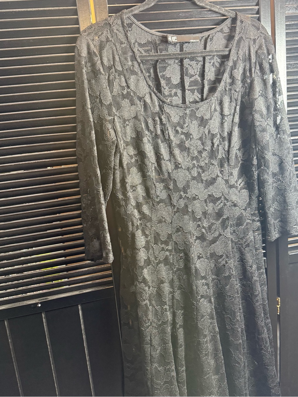 Leslie Fay Black Lace Long Sleeve Dress